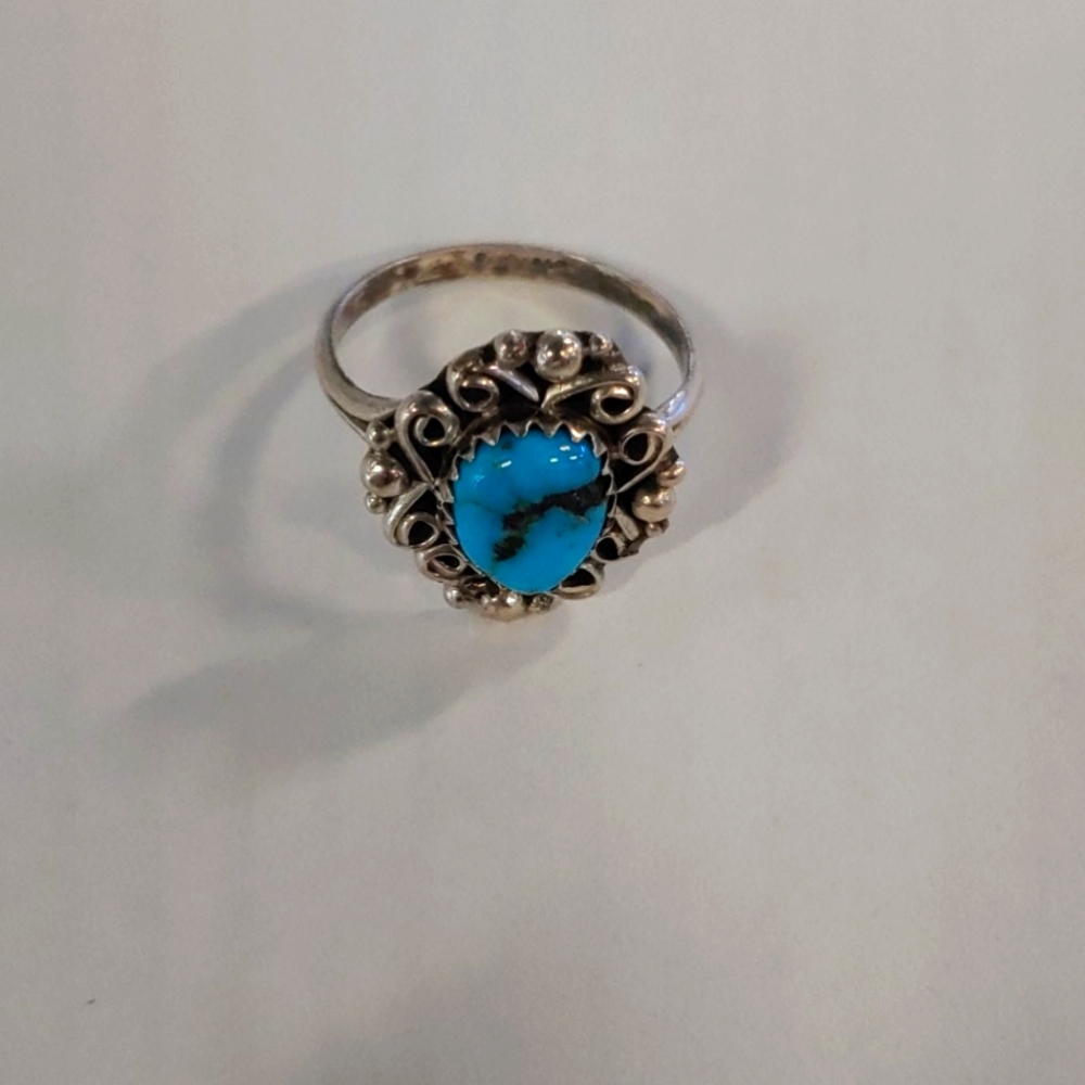 Sterling Silver Navajo Turquoise Ring 6.5